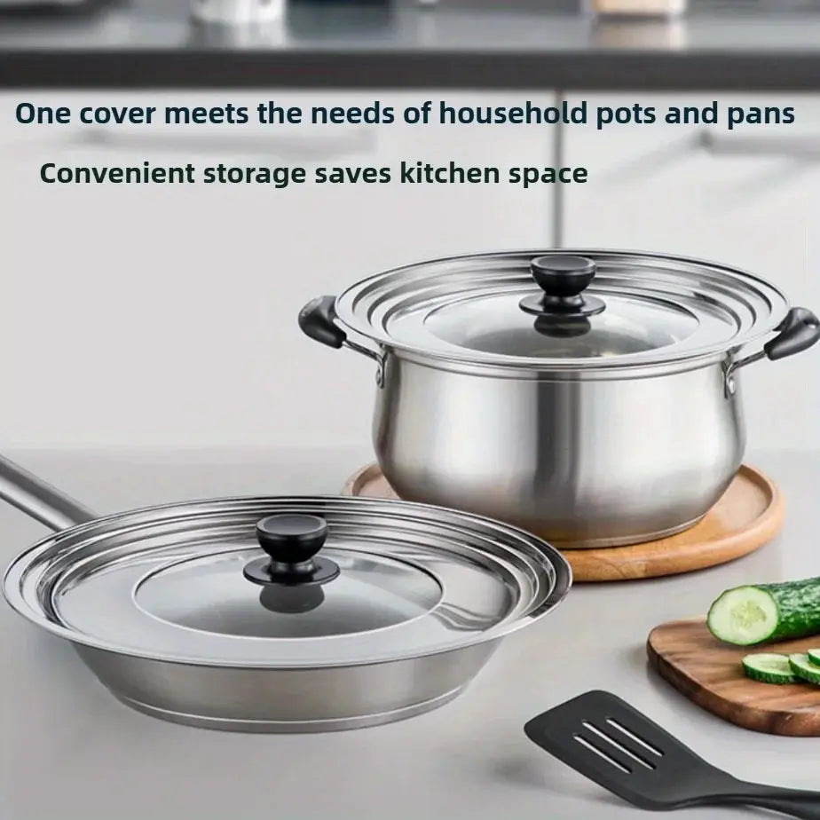 Stainless Steel Universal Lid For Pots Pans And Skillets Fits 8.66 To 11 Inches With Knob