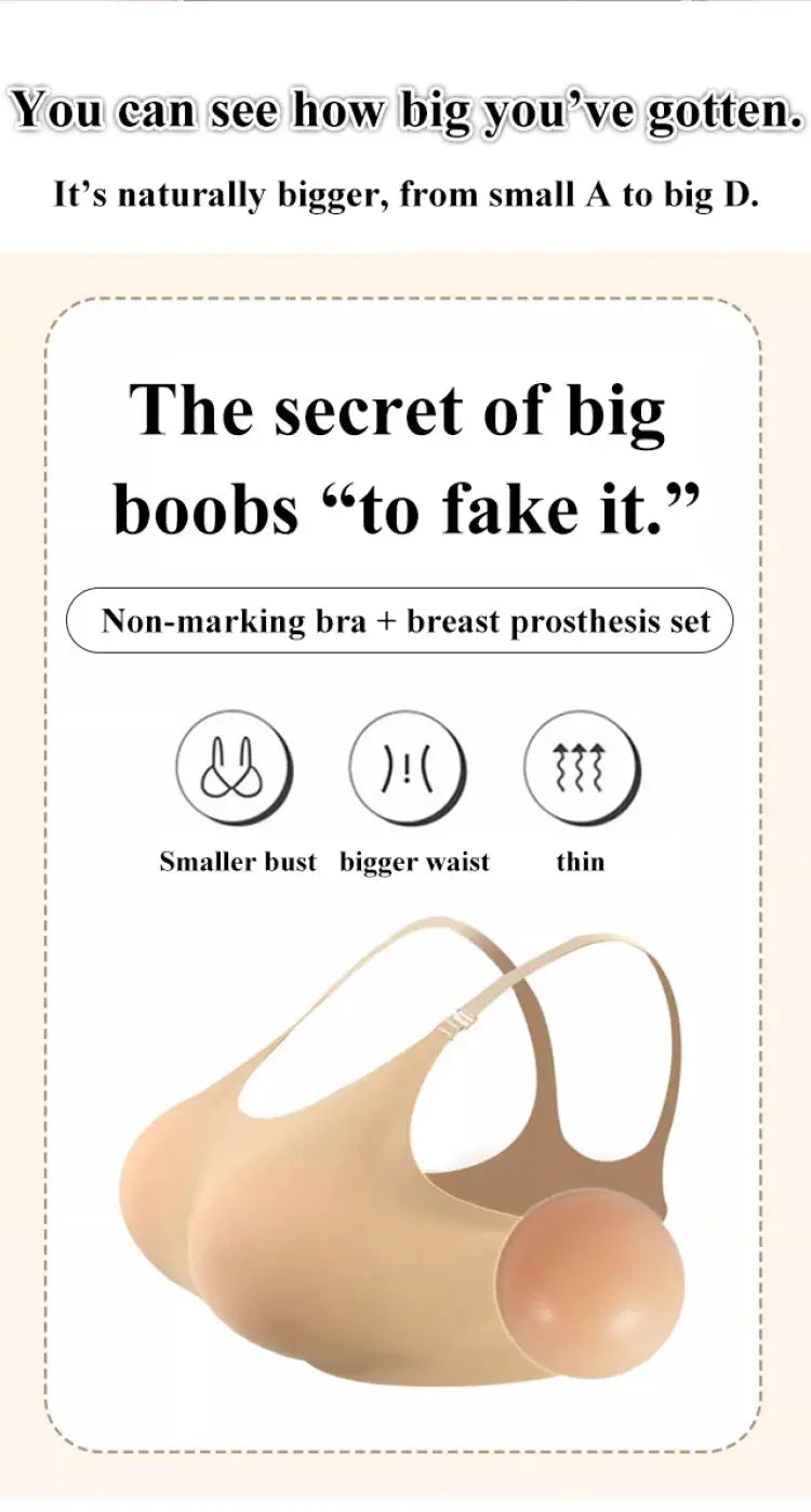 Simples Market silicone breast forms prosthesis set in beige for cosplay and mastectomy, includes non-marking bra