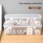 Transparent Cable Storage Box With Lid Dustproof Compartment Organizer For Office And Home Use