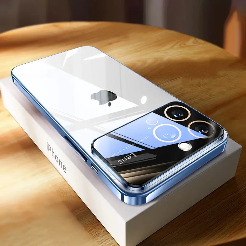 LuxGuard Luxury Plating Clear Hard PC Case For iPhone 11 To 17 Pro Max With Glass Lens Protection Transparent Bumper