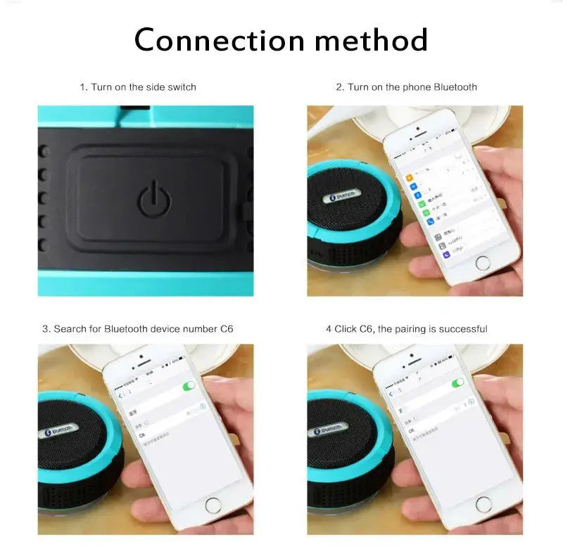 Waterproof wireless portable Bluetooth speaker by Simples Market, teal blue with black grille
