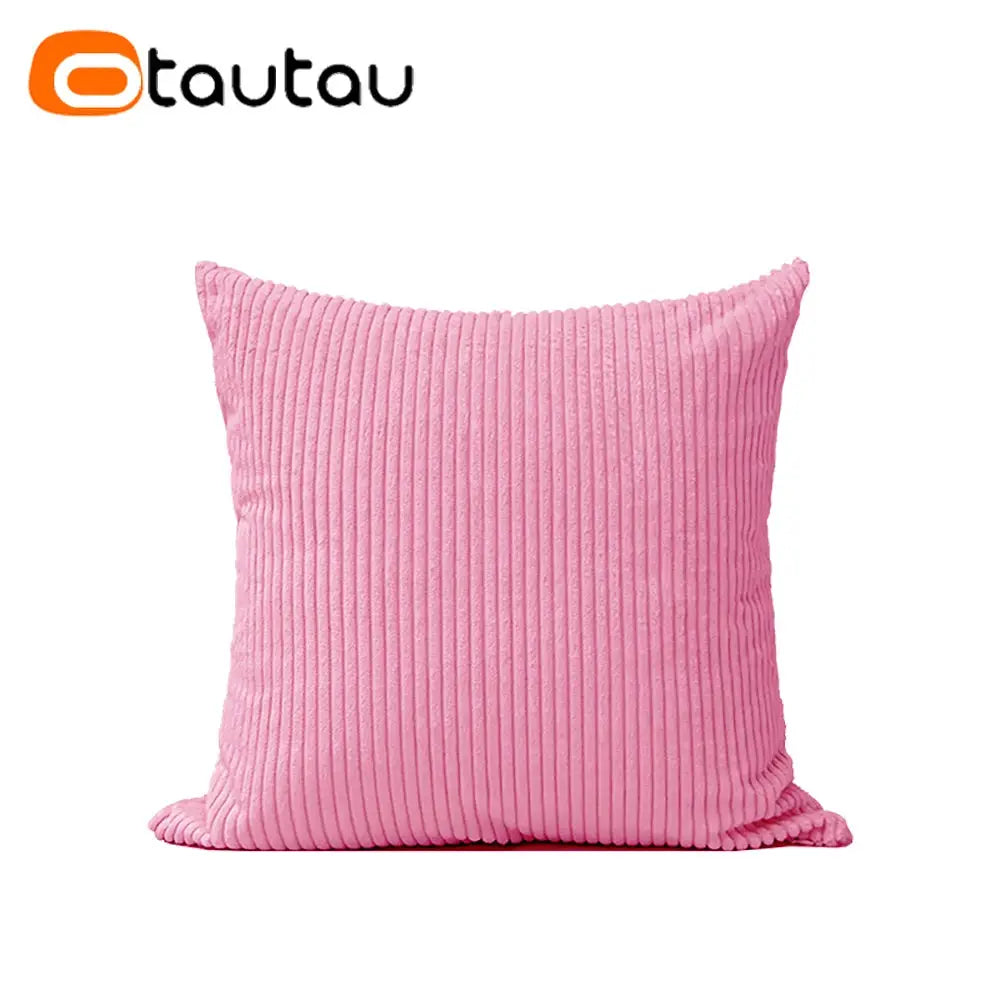 OTAUTAU cotton corduroy cushion cover in pink, ribbed texture; sizes 30x50/40x40/45x45/50x50/55x50/60x60 cm