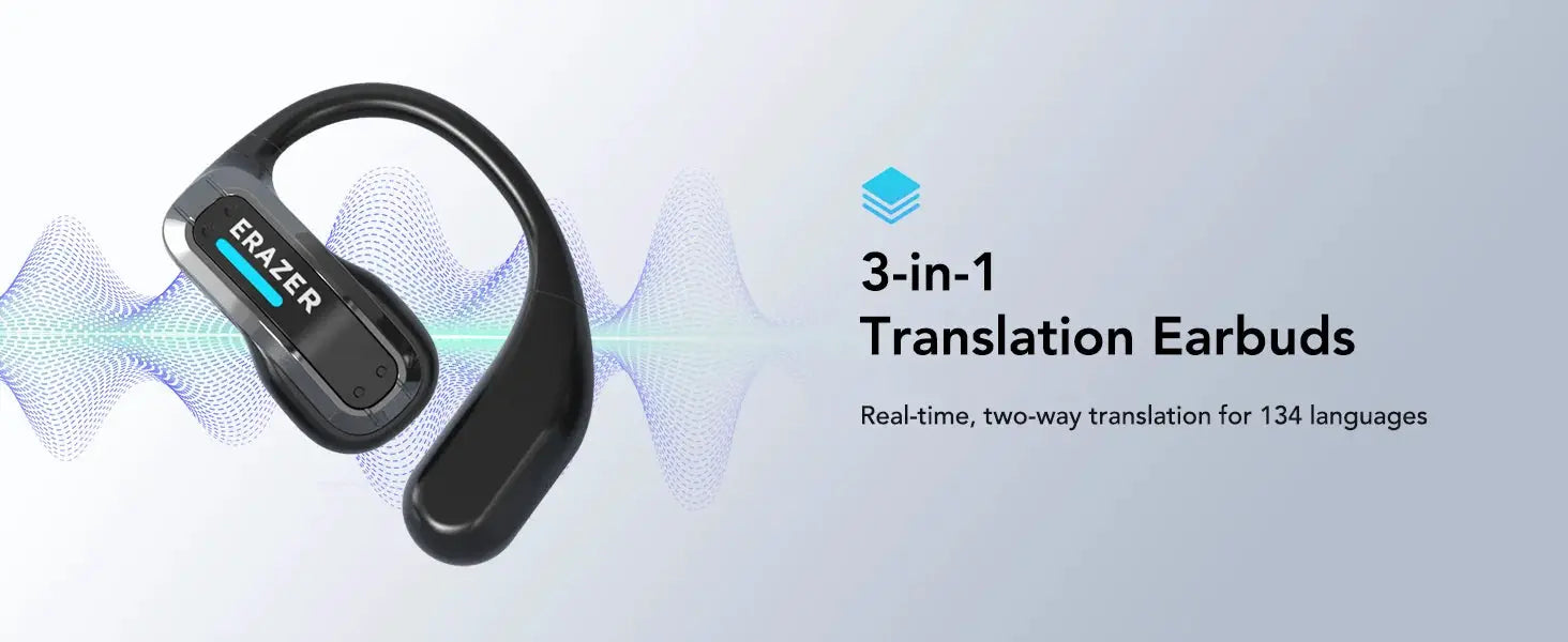 ERAZER X8 AI Translator Earbuds, black wireless earphones