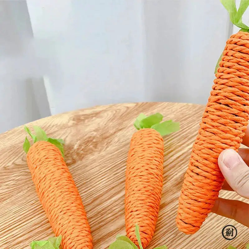 Carrot Shaped Cat Toy With Squeaker Soft PP Cotton Teething Stick For Cats Interactive Play