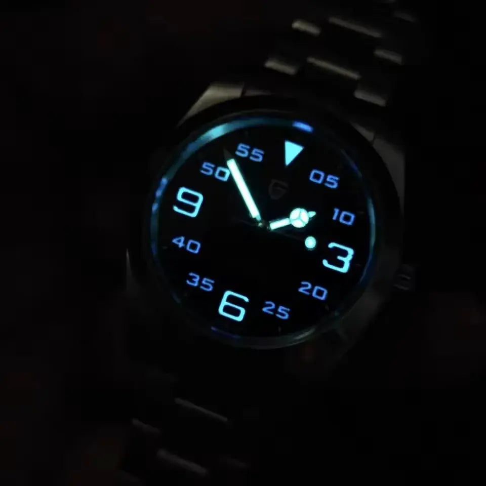 PAGANI DESIGN V3 men's luxury sport watch with stainless steel band and blue luminous dial