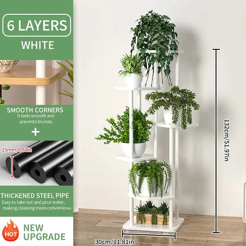 Wooden Plant Stand With Four Five Or Six Tier Flower Shelf Indoor Display Rack For Potted Plants