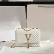 LuxeThread Embroidered Crossbody Bag With Sequined Tassel Clutch And Gold Tone Chain For Parties