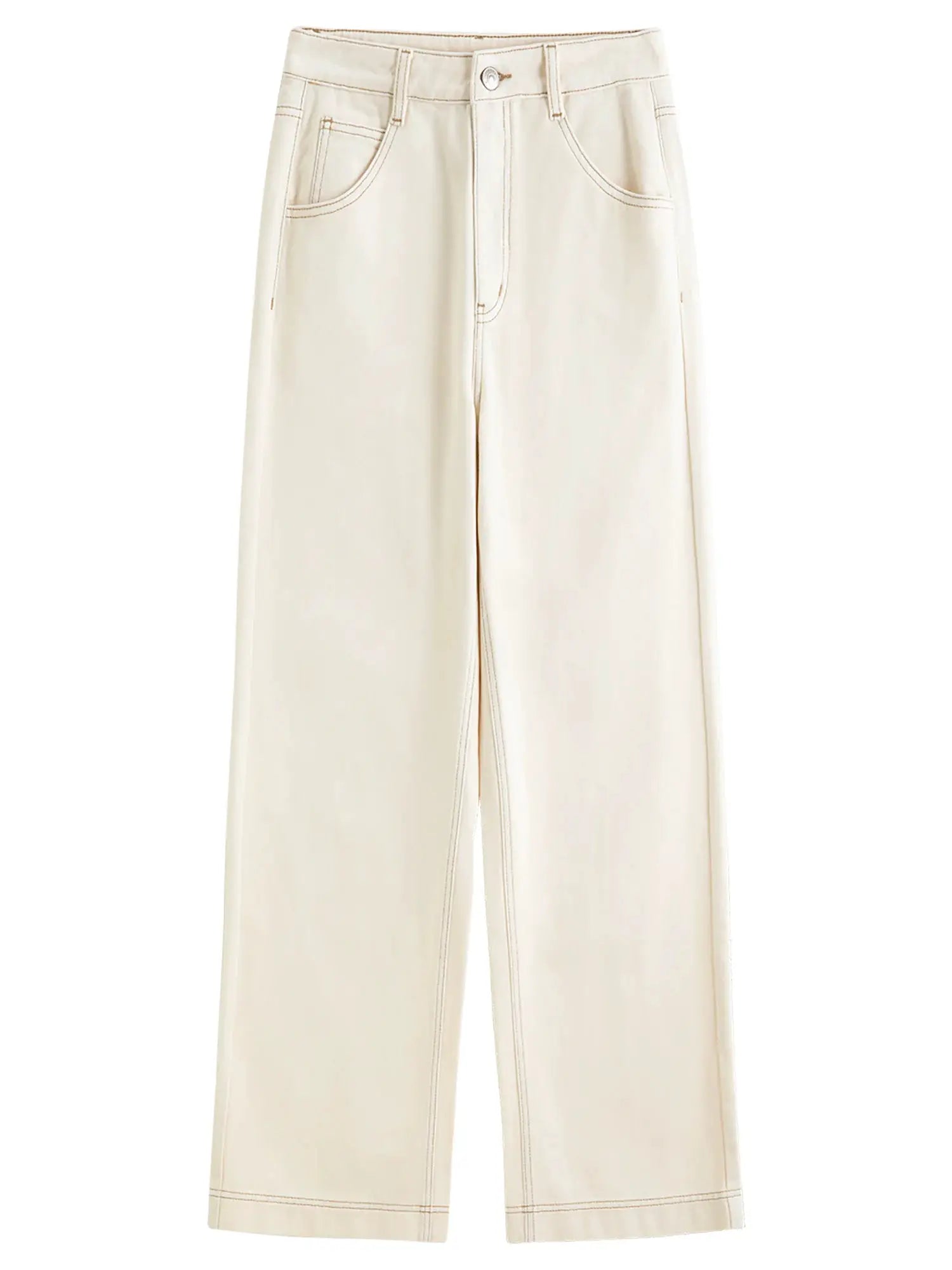 FSLE Straight High Waist Jeans For Women Korean Style Winter Versatile