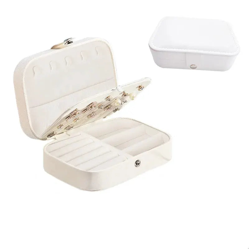LuxCarry Portable Jewelry Storage Box For Travel Waterproof PU Leather Organizer With Large Capacity