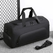 Simples Market sports gym bag, large black duffel with multiple compartments and detachable shoulder strap