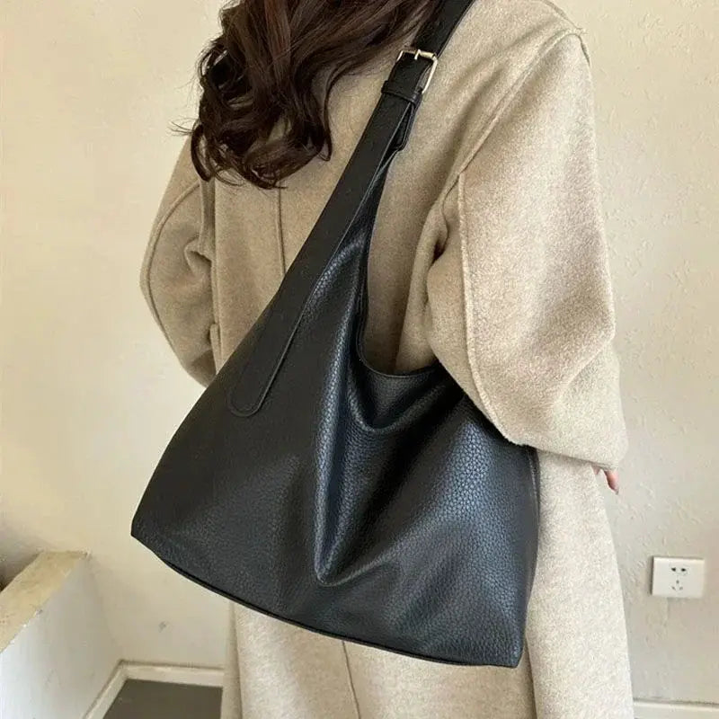 Womens PU Leather Tote Bag High Capacity Polyester Lining Stylish Everyday Carryall Handbag