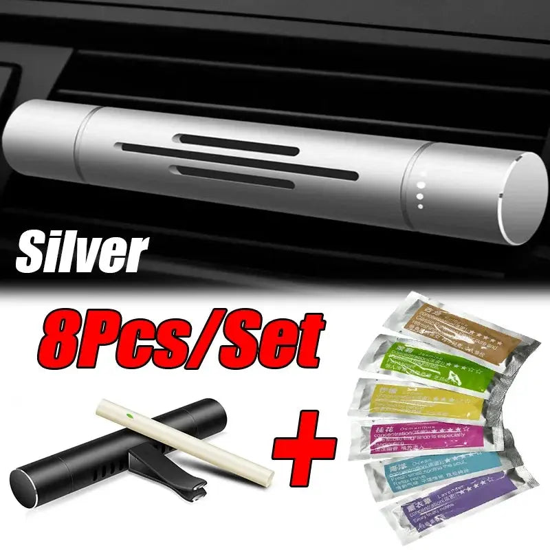 8 Piece Car Air Vent Perfume Set Aviation Aluminum Alloy Fragrance Aroma For Auto Interior Freshening