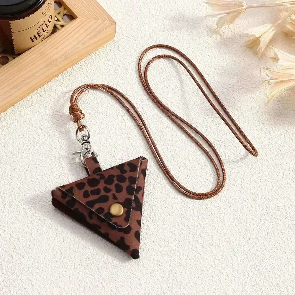 Lats Retro Cute Small Leather Bag Necklace For Women Long Rope Chain Jewelry Gift