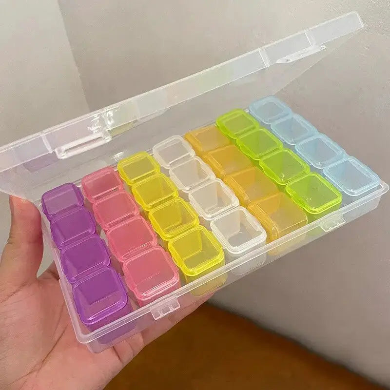 28 Grids Plastic Jewelry Storage Box Necklace Earrings Rings Jewelry Packaging Organizer Portable Pill Medicine Storage Box - Simples Market