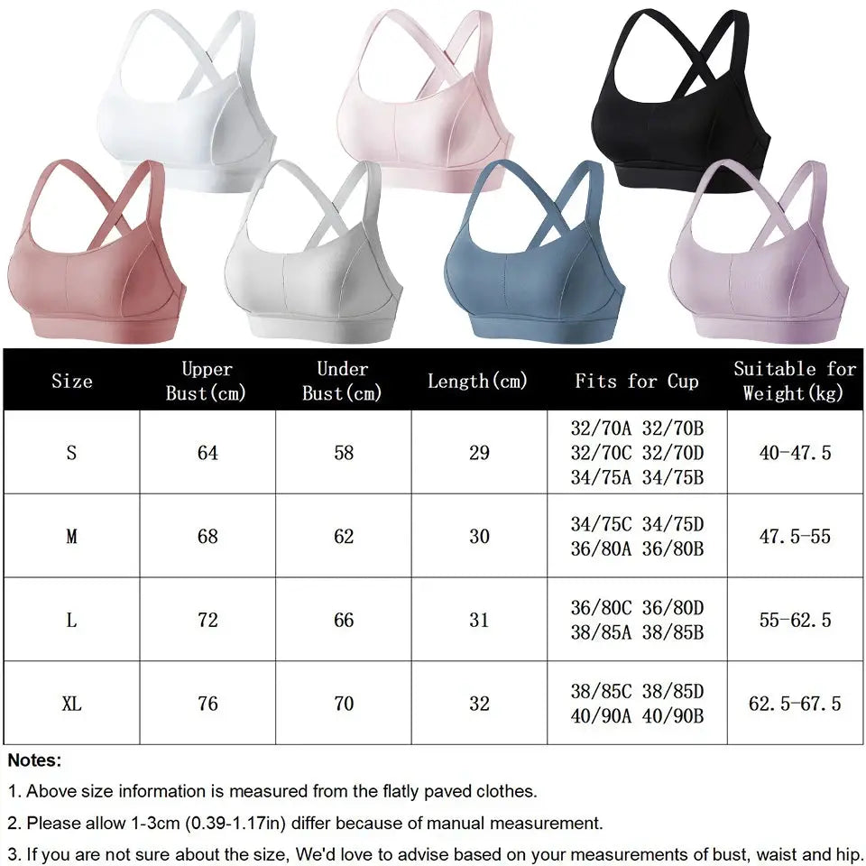 Simples Market Women High Impact Sports Bra Criss Cross Back Padded, 7 colors