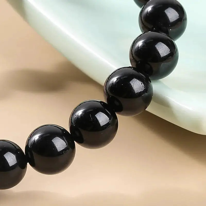 JD Natural Stone 7A Black Tourmaline Bead Bracelets For Women Healing Crystals Chakra Yoga Meditation Jewelry