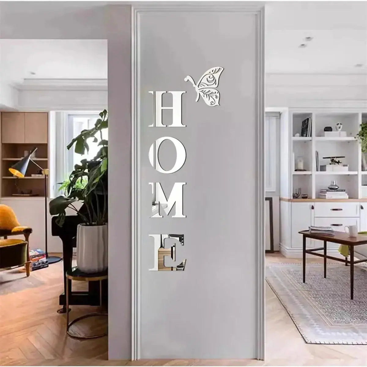 HOME Home Logo 3D Mirror Wall Sticker for Entrance and Home Decoration, Reflective Modern Wall Decor