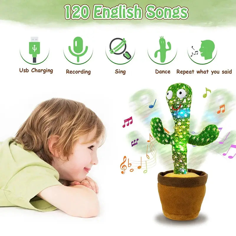 Dancing Cactus 120 Song Speaker Talking Plush Toy With USB Battery Voice Repeat Cactus Dancer Plushie Gift For Kids