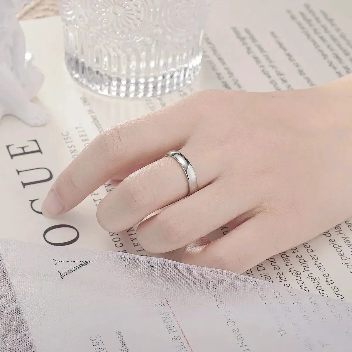 Gold Plated Ring For Women Simple Round Band Engagement Wedding Jewelry Gift
