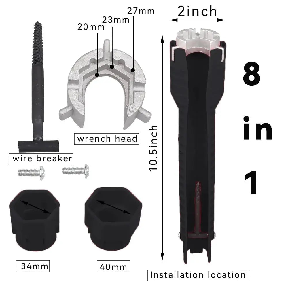 8 In 1 Flume Wrench Anti Slip Kitchen Sink Faucet Repair Tool For Plumbing Installation
