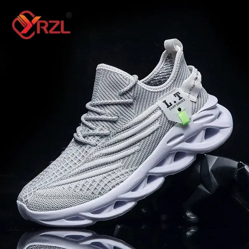 YRZL Men and Women Running Shoes Black Breathable Mesh Casual Sneakers Outdoor Shock Absorption