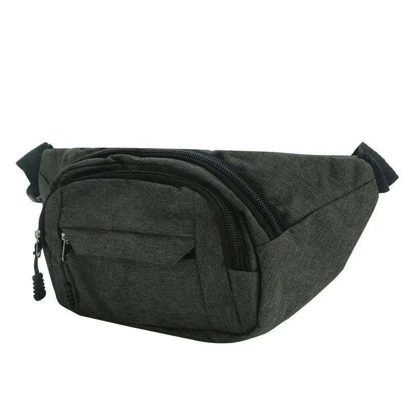 Simples Market dark gray waist bag with multiple front zip pockets