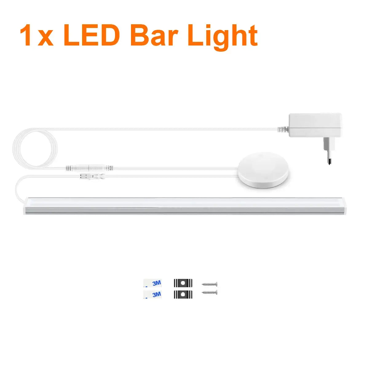 Simples Market white under-cabinet LED bar light kit with round touch sensor dimmable switch