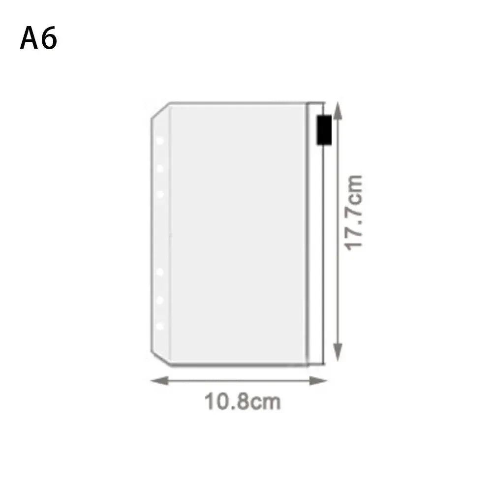 A6 zipper binder pocket, clear waterproof PVC file folder, 17.7 cm by 10.8 cm.