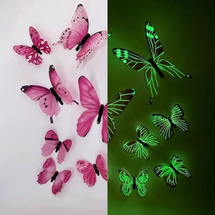12 Pieces 3D Luminous Butterfly Wall Stickers Set For DIY Decor Modern Wall Art Home Gift