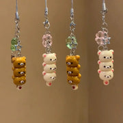 Cute Bear Phone Charms Pendant Kawaii Anime Keychain For Keys School Bag iPhone 17 Pro Max AirPods Korea Y2K Accessories