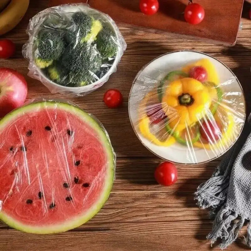 Disposable Food Covers Elastic Edges Food Grade Plastic Fits Dishes Bowls And Containers Keeps Fruit Vegetables Fresh