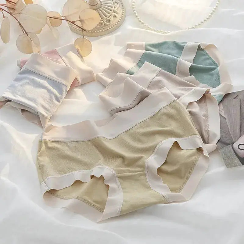 Simples Market 4-piece pastel seamless panties set; modal underwear with wide bands in beige, pink, blue, green