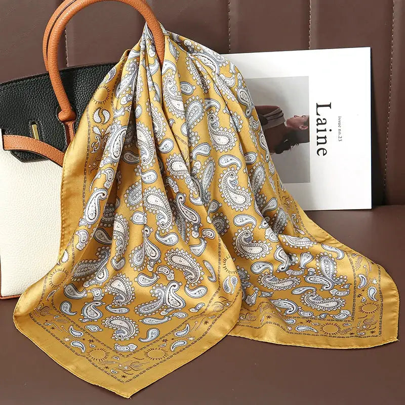 Luxe Silk Satin Square Scarf Silk Feel Finish Versatile Fashion Wrap For Shawl Hijab Neckerchief Hair Ribbon Headband