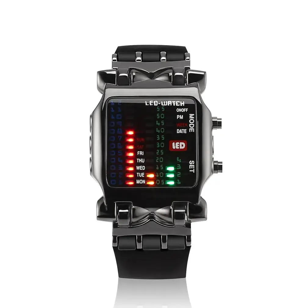 CrabTech LED Watch For Men Creative Crab Shaped Electronic Timepiece Luminous Binary Display Waterproof Multifunction