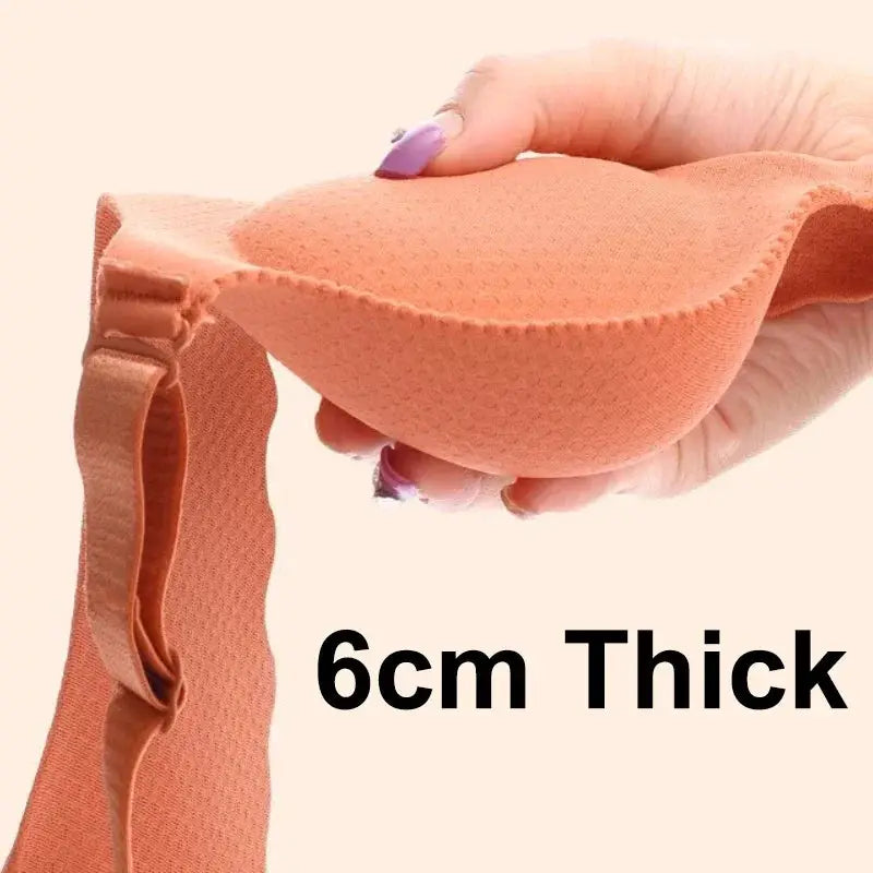 Push-up bra pad insert, peach 6cm thick foam padding, wireless with adjustable strap