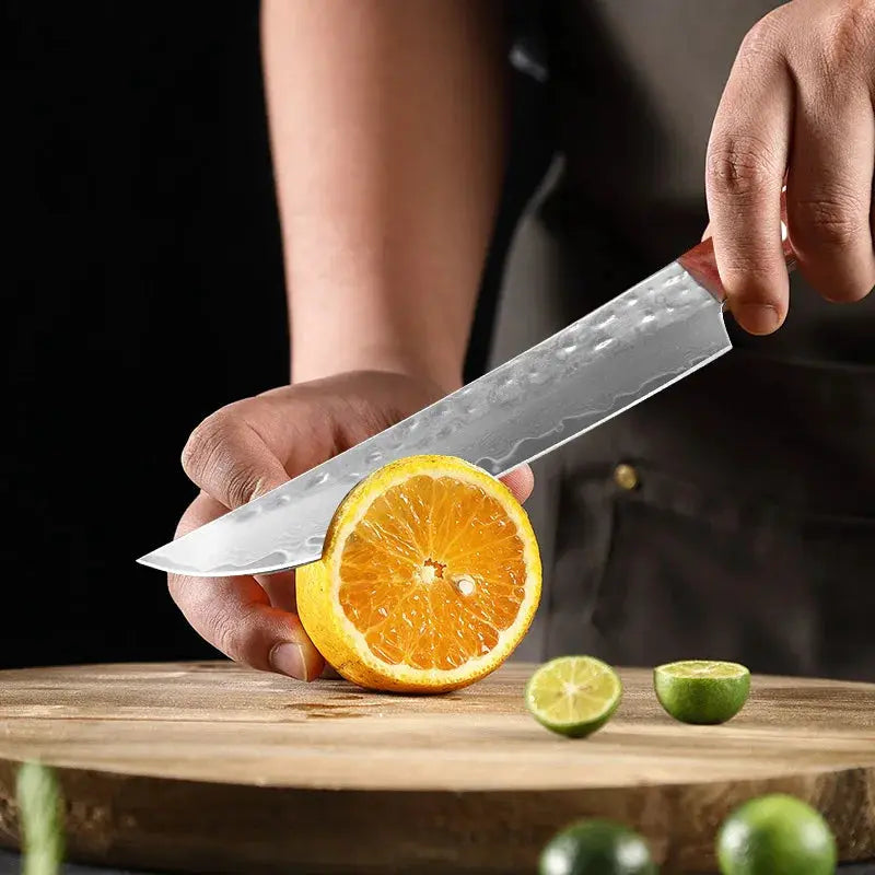 Damascus Steel Paring Knife With Wooden Handle For Precise Slicing Of Meat Vegetables Fruits Kitchen Knife