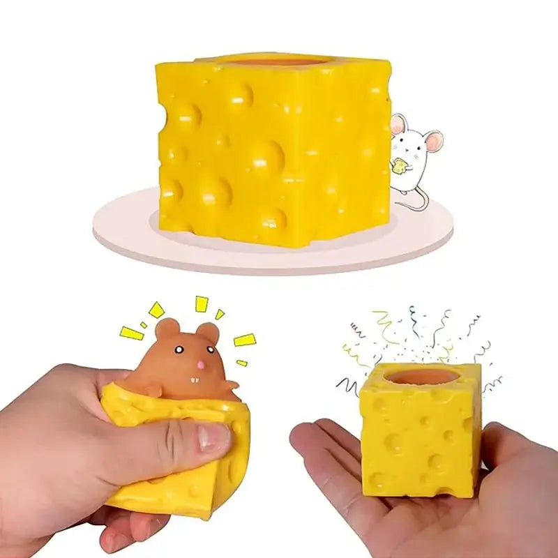 Pop Up Funny Mouse And Cheese Block Squeeze Anti Stress Toy Hide And Seek Figures For Kids And Adults Fidget Relief