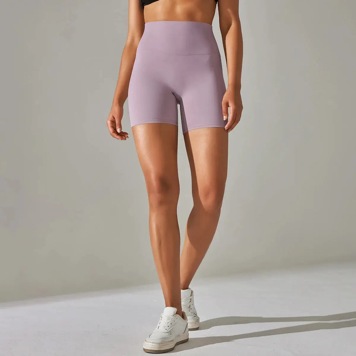 Women's high-waist lavender yoga shorts, squat-proof and quick-dry for workouts