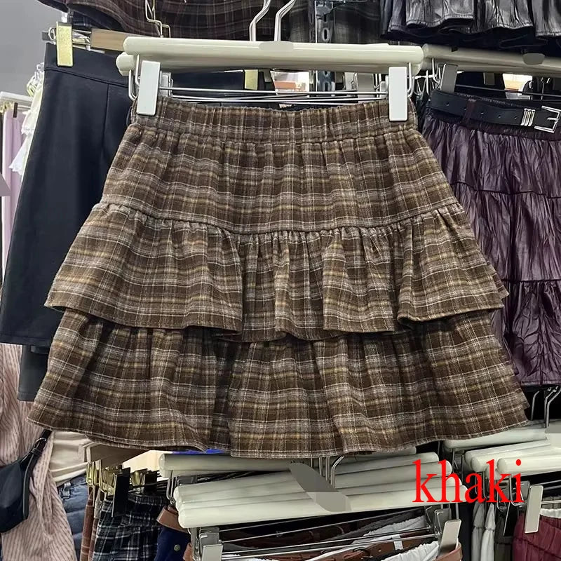 Tokyo Prep Co Y2K Ruffled Plaid Skirt With Punk Rock Subculture Vibe And Cute Preppy Twist