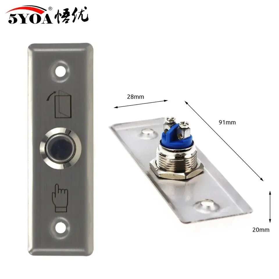 5YOA access button door exit push switch on metal faceplate with no-touch release
