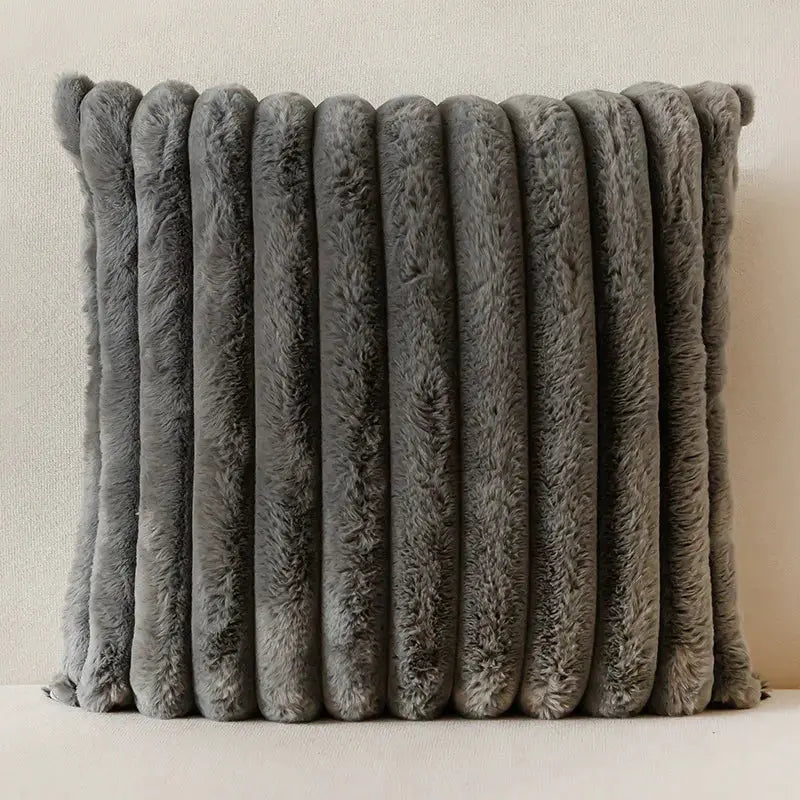 Corduroy stripe pillow case in gray for sofa, bedroom or car decor, 1pc