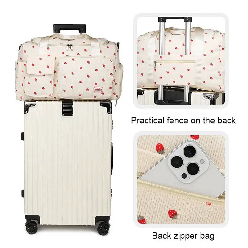 Corduroy Travel Tote Duffle Bag with Shoe Compartment - Simples Market