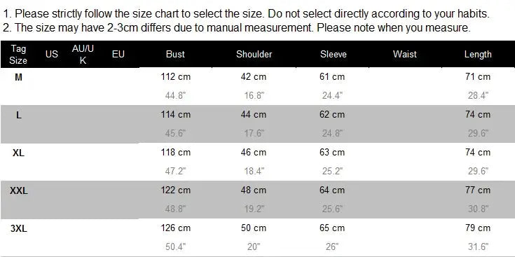 Retro stripe men's long-sleeve lapel shirt; Simples Market size chart with bust, shoulder, sleeve, waist, length (M-3XL)