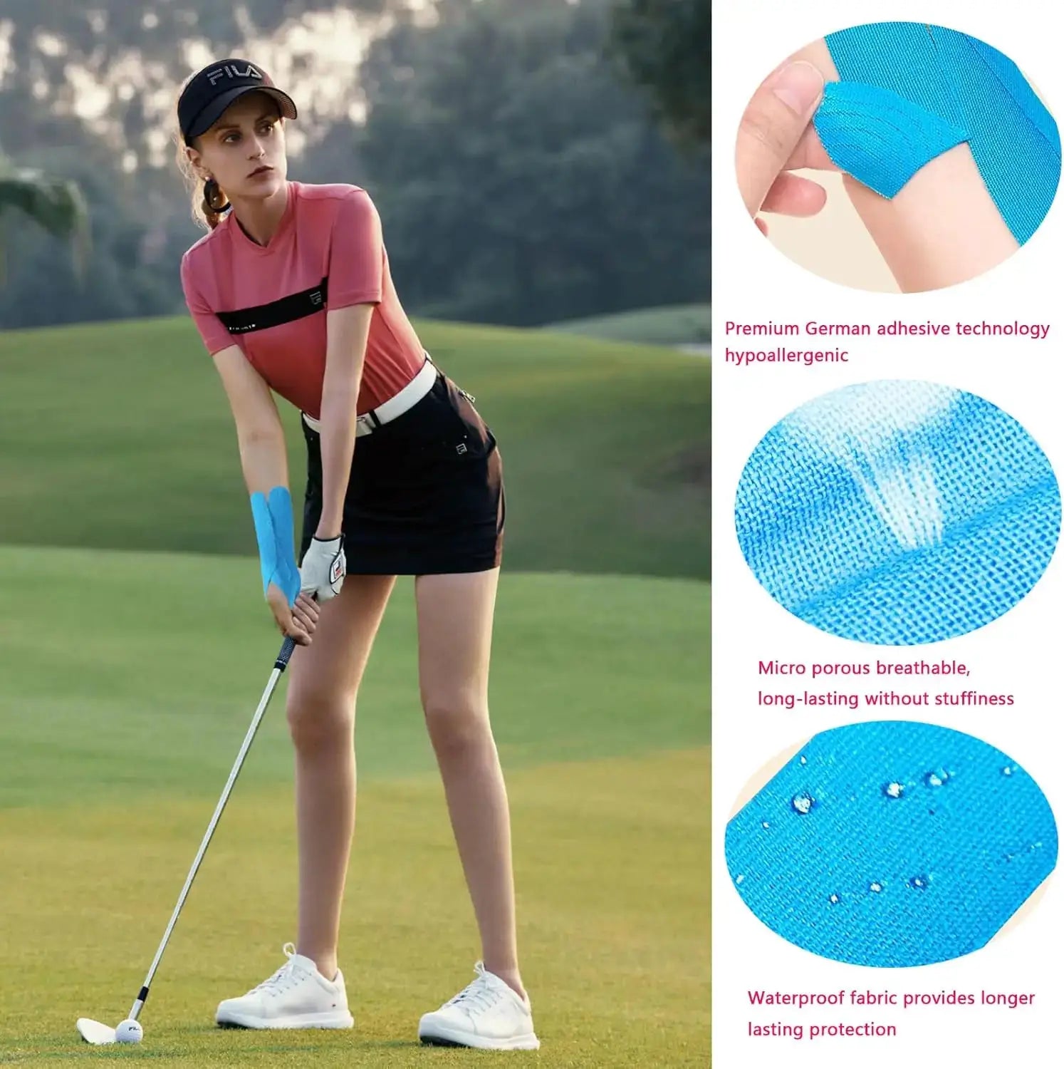 12-piece Simples Market kinesiology wrist tape set; blue precut breathable latex-free elastic tape on wrist