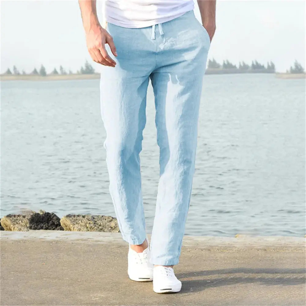 Men's Cotton Linen Pants Breathable Solid Color Trousers for Autumn Streetwear Fitness and Casual S to 3XL