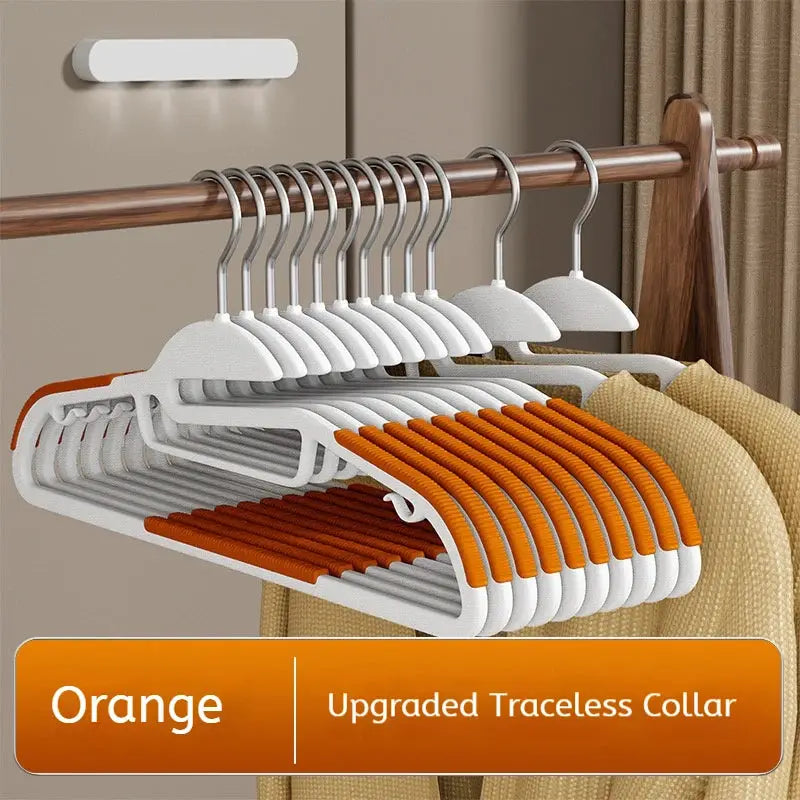 Simples Market 10-piece orange-accented multifunctional wet and dry hangers, anti-slip for clothes