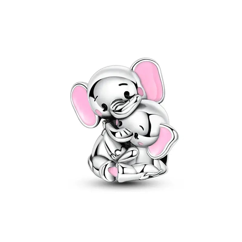 Pink Charms 925 Sterling Silver Heart Bow Perfume Bottle Charms Beads Pendants Fit Bracelet DIY Jewelry Making Women