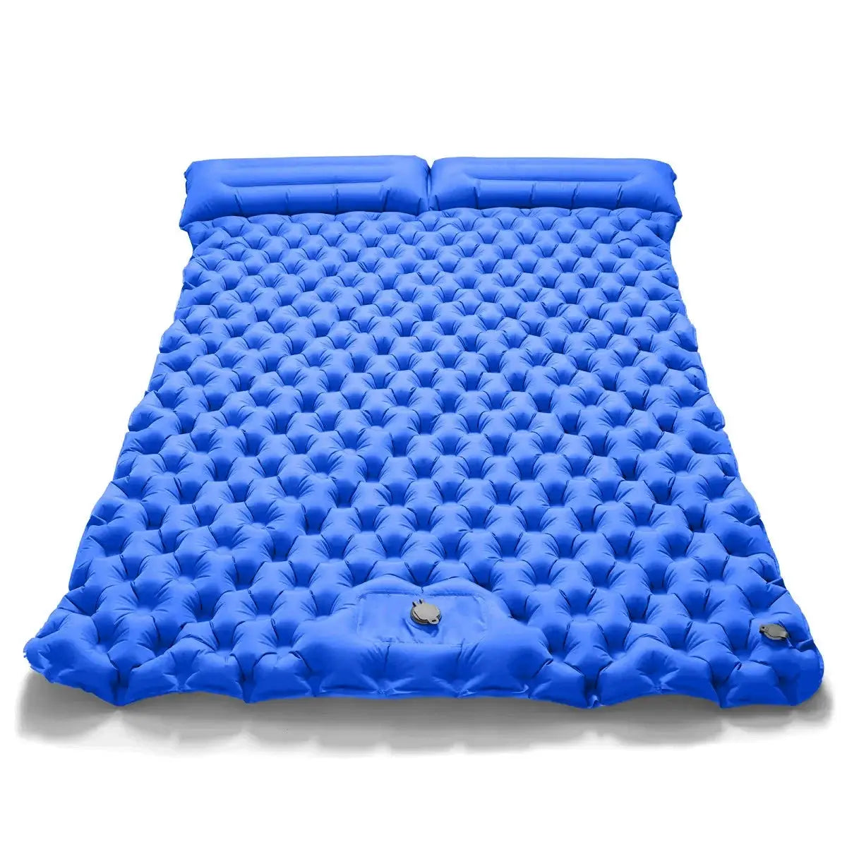 Blue thickened double camping air mattress with built-in pump, waterproof and portable