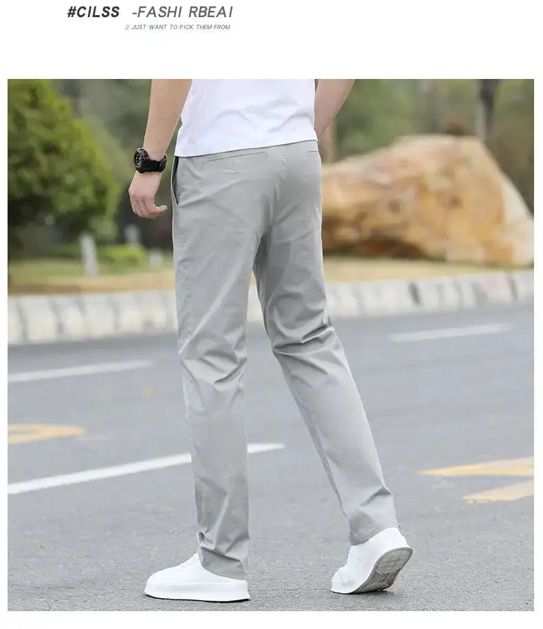 Men's High-Quality Chinos by Simples Market in light gray cotton, breathable straight pants (W28-W40)