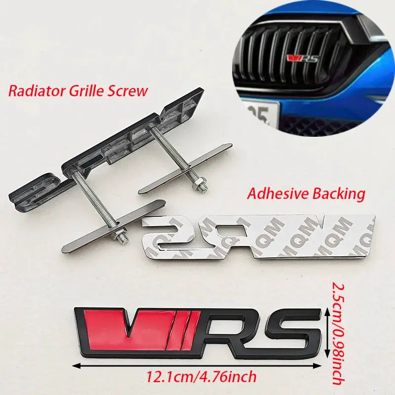 3D metal VRS badge emblem with adhesive backing for car grille; 12.1 cm wide